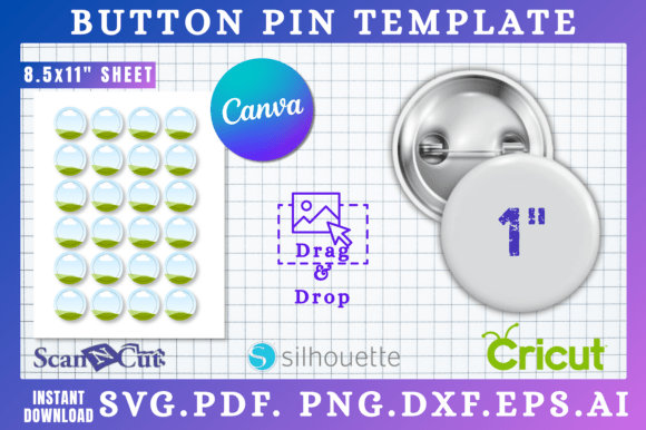 1 Button Pin Sublimation Canva Template: Graphics for Real Publishing