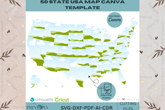 50 State USA Map Canva Template 177