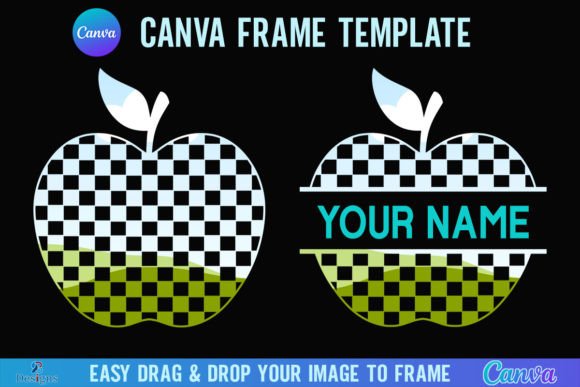 Apple Checkered Teacher Canva Frame Graphics