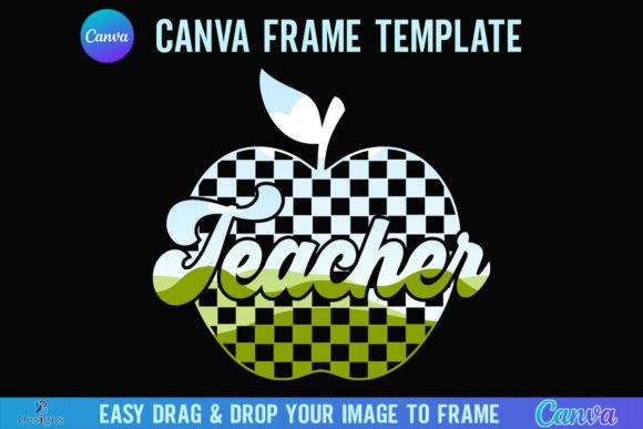 Apple Teacher Canva Frame Template Retro Graphics