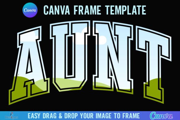 Aunt Varsity Canva Frame Template Retro Graphics