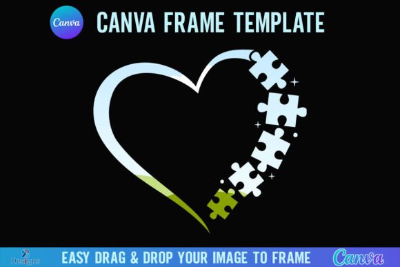 Autism Heart Canva Frame Graphics