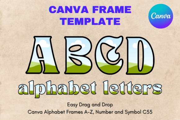 Canva Letters Frame Alphabet Template_55 Graphics