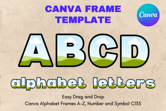 Canva Letters Frame Alphabet Template135 Graphics