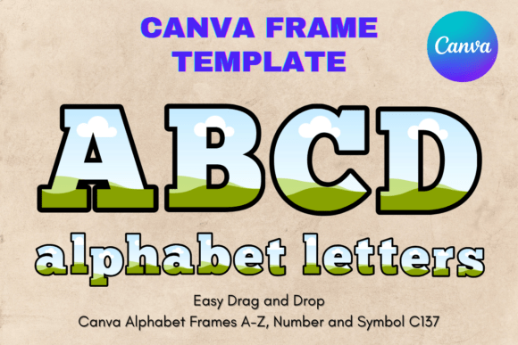 Canva Letters Frame Alphabet Template137 Graphics
