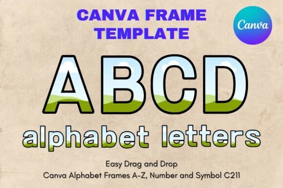Canva Letters Frame Alphabet Template211 Graphics