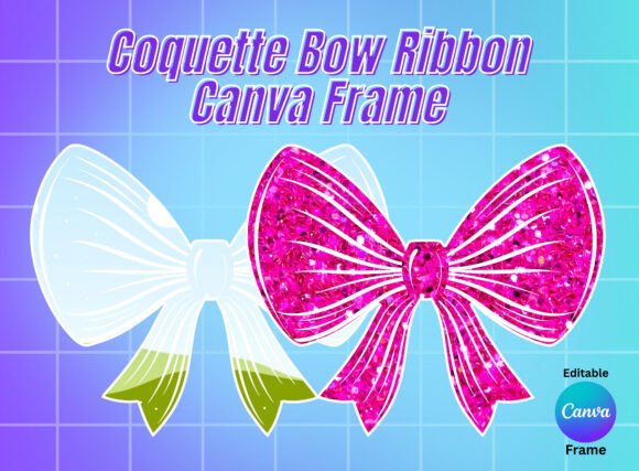 Coquette Bow Ribbon Canva Frame Graphics