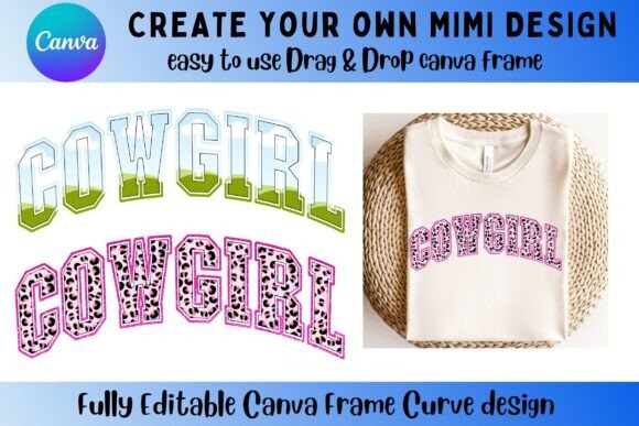 Cowgirl Canva Frame Curve Design Graphics