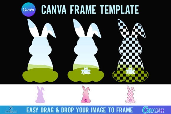 Easter Bunny Canva Frame Spring Checker Graphics