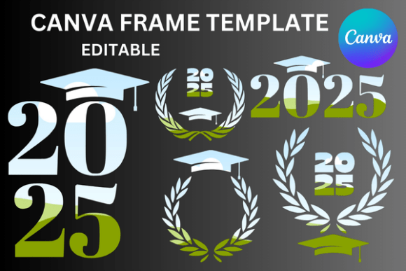 Graduation Wreaths Canva Frame Editable Graphics