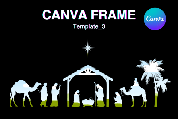 Nativity Scene Canva Frame Border Graphics