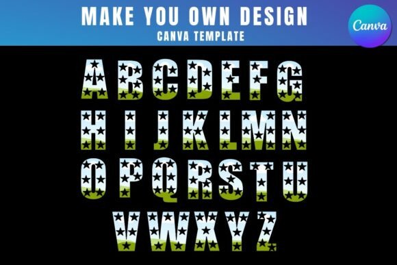USA Alphabet Letter Frame Canva Graphics